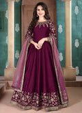 Burgundy Golden Anarkali Suit