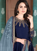 Indian Clothes - Blue Golden Embroidered Anarkali Suit