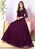 Indian Suits - Purple Net Anarkali Suit In usa