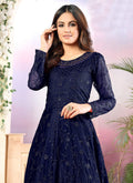 Indian Clothes - Blue Embroidered Net Anarkali Suit