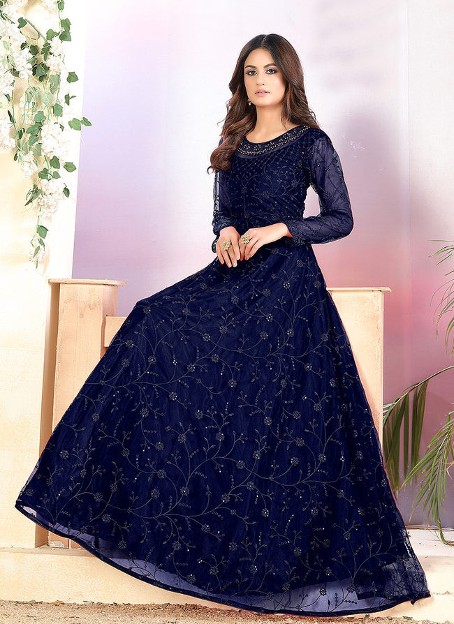 Net anarkali dress online shopping hot sale
