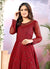 Indian Clothes - Red Embroidered Net Anarkali Suit