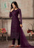 Indian Clothes - Purple Embroidered Pant Style Suit