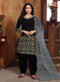 Black Embroidered Patiala Punjabi Suit