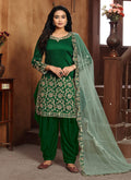 Green Traditional Embroidered Punjabi Suit