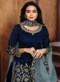 Indian Clothes - Navy Blue Embroidered Patiala Punjabi Suit In usa uk canada