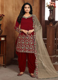 Red Embroidered Patiala Punjabi Suit