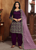 Purple Embroidered Patiala Punjabi Suit