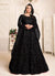 Black Embroidered Flared Anarkali Suit