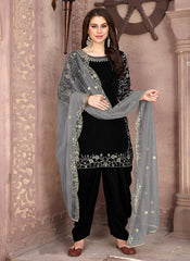 Black Embroidered Punjabi Suit
