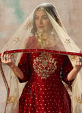 Indian Clothes - Red And Golden Bunch Anarkali Suit