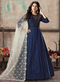 Indian Clothes - Blue And Grey Bunch Anarkali Suit