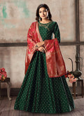 Green And Red Bunch Anarkali Suit