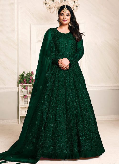 Green Sequence Embroidered Anarkali Suit