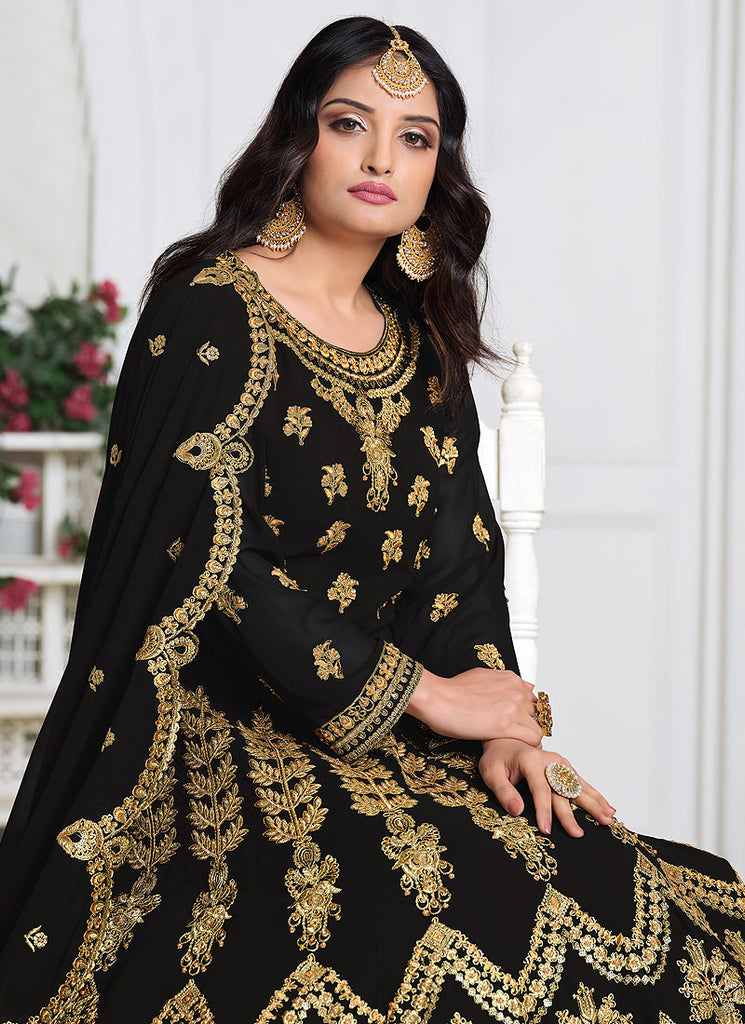 Black Embroidered Anarkali Suit In usa