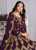 Wine Embroidered Anarkali Suit In usa