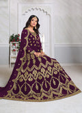 Wine Embroidered Anarkali Suit In usa uk canada