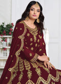 Red Embroidered Anarkali Suit In usa
