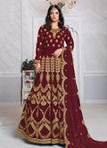 Red Embroidered Anarkali Suit