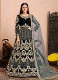 Black Embroidered Velvet Anarkali Suit