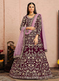 Deep Wine Embroidered Velvet Anarkali Suit