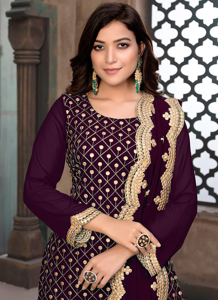 Deep Wine Gharara Suit In uk