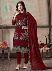 Red Designer Salawar Kameez
