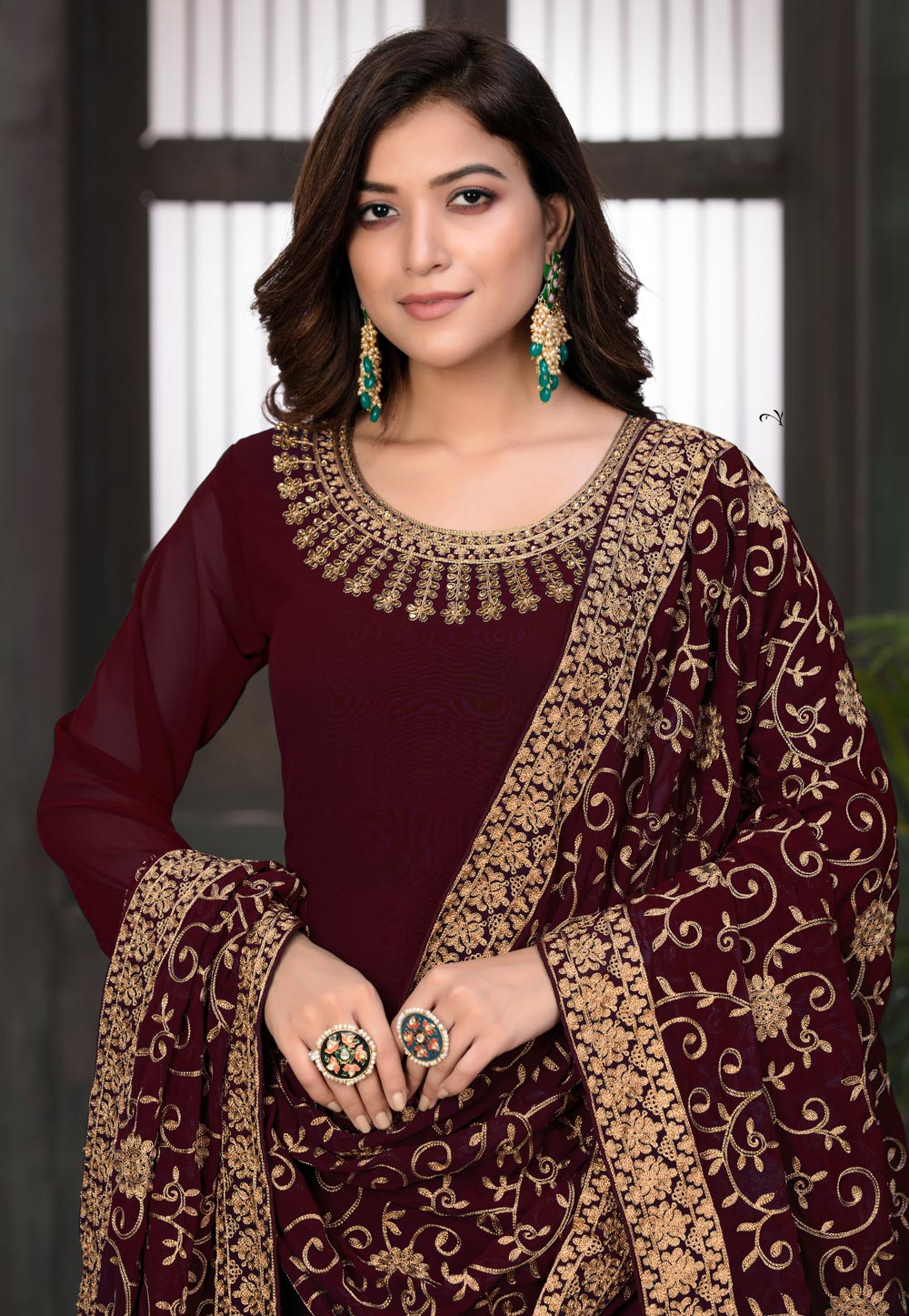 Buy Maroon Embroidered Wedding Anarkali Suit In USA, UK, Canada ...