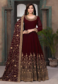 Maroon Embroidered Wedding Anarkali Suit