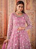 Lavender Net Anarkali Suit In canada
