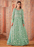 Mint Green Cording Embroidered Net Anarkali Suit