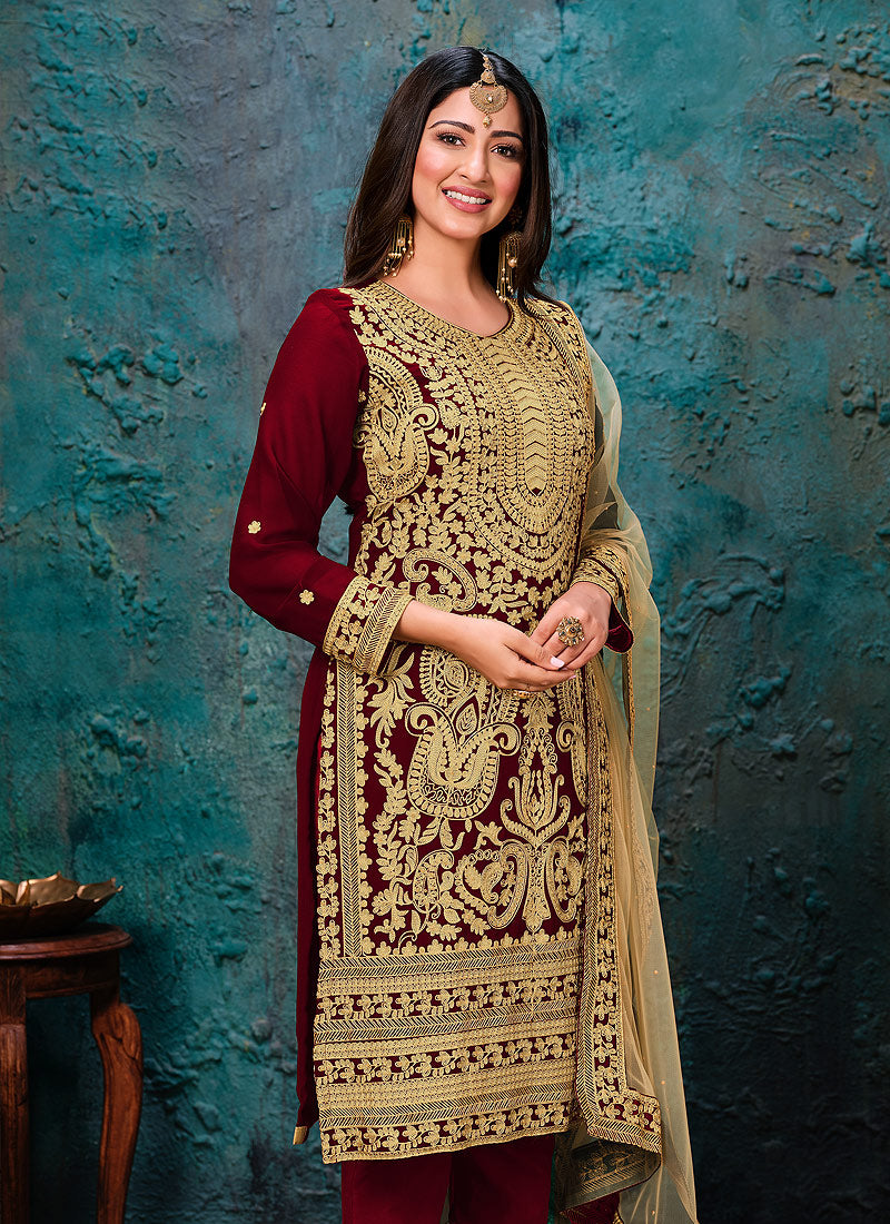 Red Golden Pant Style Suit In usa uk canada