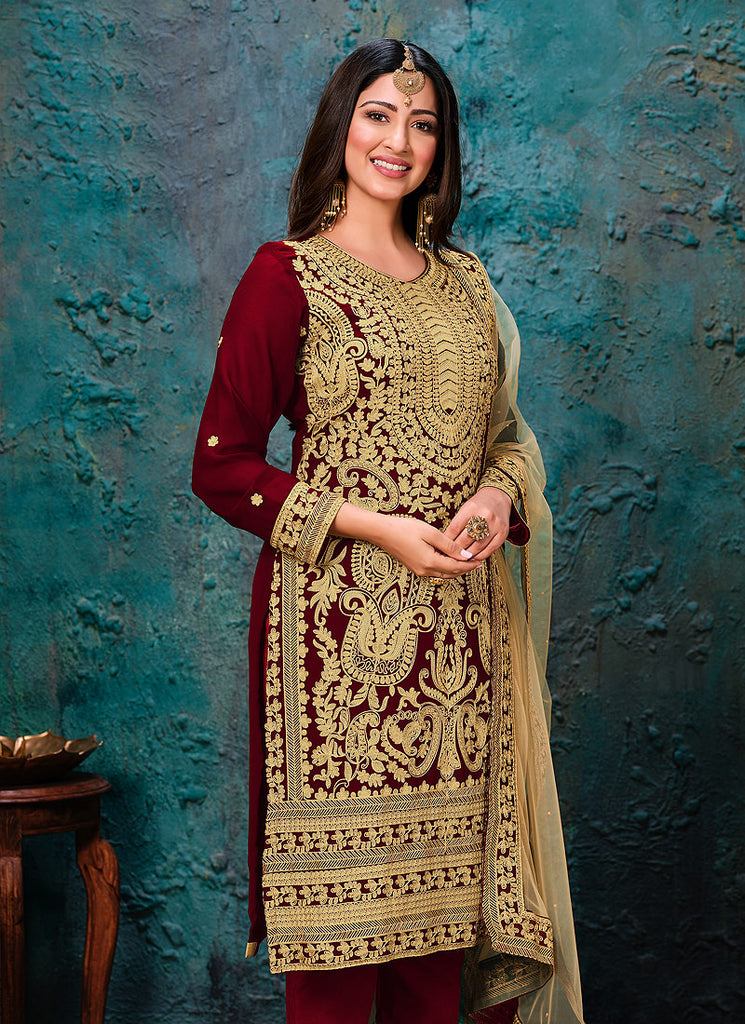 Red Golden Pant Style Suit In usa uk canada