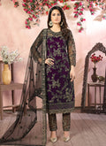 Purple Embroidered Pant Style Salwar Suit