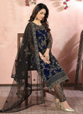 Navy Blue Pant Style Salwar Suit In usa uk canada