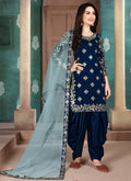 Navy Blue Mirror Work Punjabi Suit