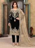 Black Zari Embroidered Pant Style Suit