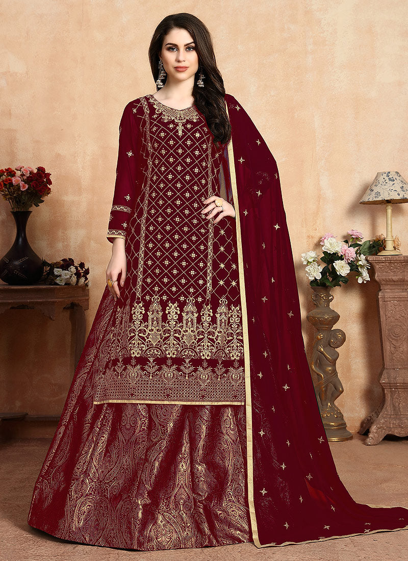 Red Lehenga Style Suit