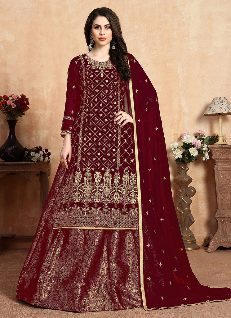 Red Lehenga Style Suit