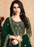 Green Zari Embroidered Designer Anarkali Suit, Salwar Kameez
