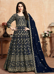 Navy Blue Designer Anarkali Suit