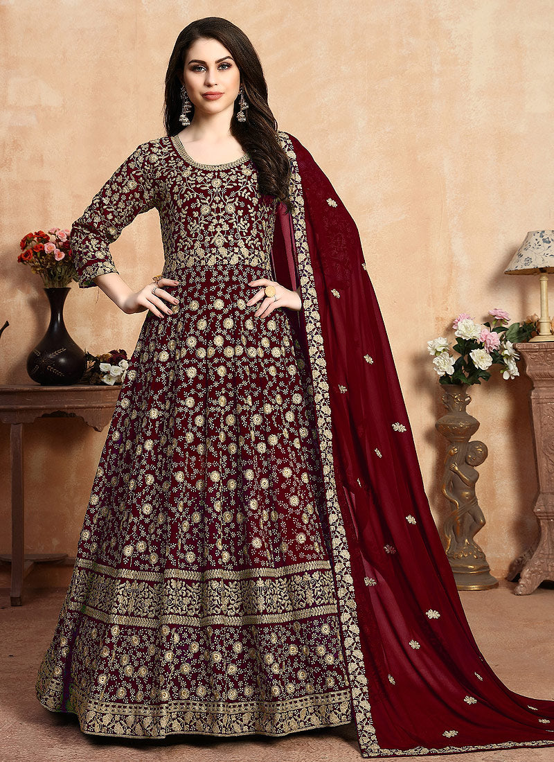 Red Designer Anarkali Suit