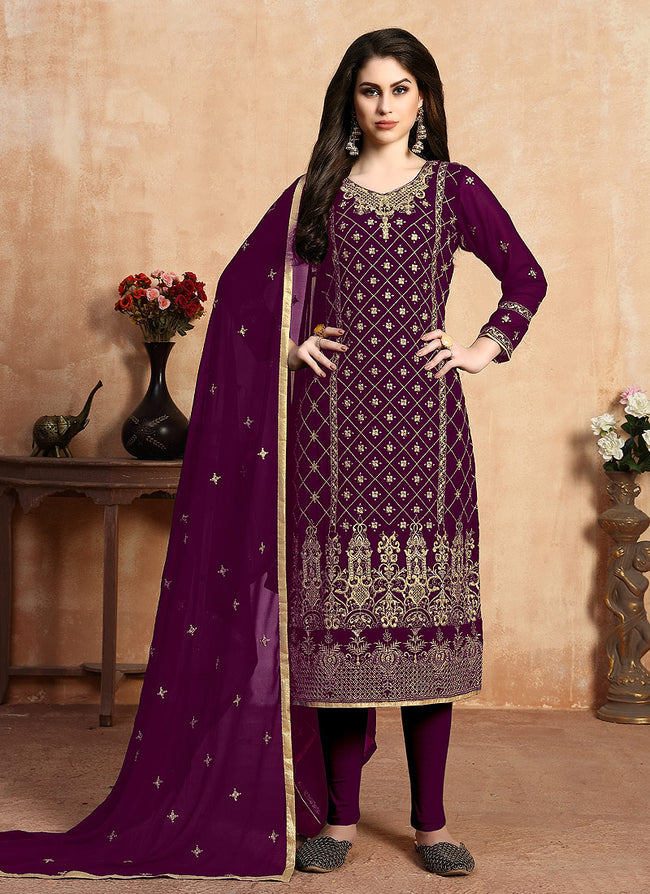 Plum Designer Salwar Kameez