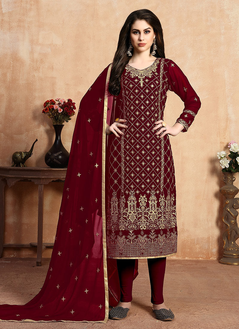 Red Designer Salwar Kameez