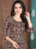 Indian Dresses - Purple And Wine Anarkali Suit