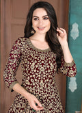 Indian Dresses - Marron Anarkali Suit