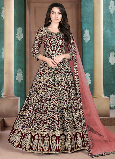 Marron Anarkali Suit