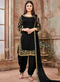 Black Embroidered Traditional Patiala Suit