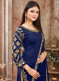 Dark Blue Embroidered Traditional Patiala Suit