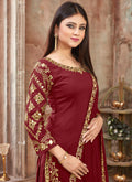 Red Embroidered Traditional Patiala Suit